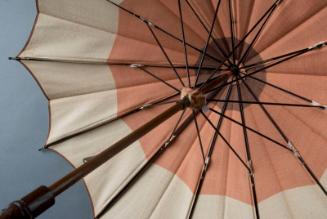 [Peach, tan and beige parasol, Fukuoka, Japan, 1924]