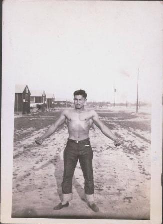[Mori Shimada shirtless, Heart Mountain, Wyoming, February 1943]