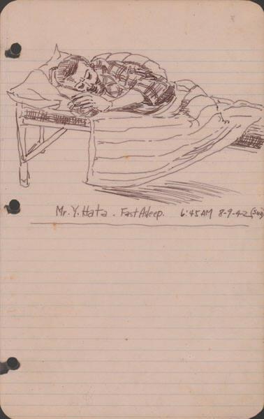 Mr. Y. Hata fast asleep, 6:45 AM, 8-9-42 (Sun)