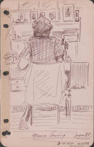 Mama sewing, Jerome R.C., 3-4-44, 4:20 PM