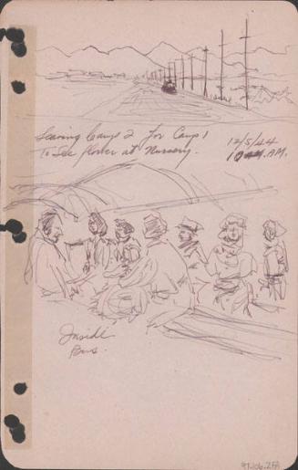 Leaving Camp 2 for Camp 1 to see flower at nursery, 12/5/44, 10 AM