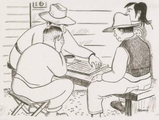 [Two Issei men playing Japanese board games, Tanforan Assembly Center, San Bruno, California, 1942]