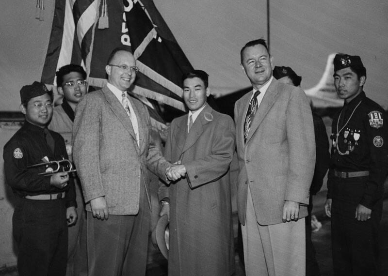 [Mr. Nagai visiting from Japan with Boy Scout Troop 379, Los Angeles, California, April 3, 1951]