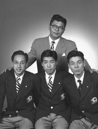 [Teiho Hashida and athletes, Los Angeles, California, May 1, 1951]