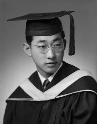 [Roy Sakakida in graduation cap and gown, head and shoulder portrait, Los Angeles, California, June 17, 1953]