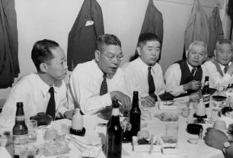[Mr. Hayato Ikeda at party at Lems Cafe, Los Angeles, California, September 30, 1953]