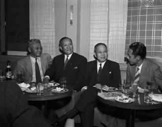 [Shochiku representatives from Japan at Kawafuku restaurant, Los Angeles, California, November 23, 1954]