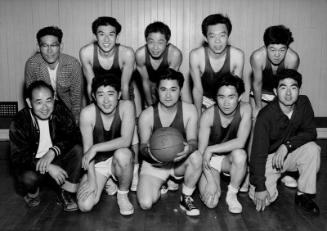 [Los Angeles Glen Nursery basketball team portrait, Los Angeles, California, March 1955]