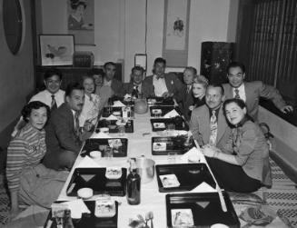 [Party at Kawafuku restaurant for movie industry people, Los Angeles, California, April 15, 1950]