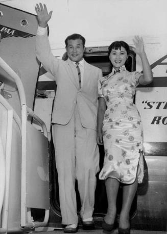 [Mr. and Miss Hamaguchi arriving at Los Angeles International Airport, Los Angeles, California, July 24, 1955]