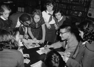 [Taro Yashima book signing for children at a book fair at the Los Angeles Public Library, Los Angeles, California, November 14, 1955]