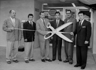 [Ribbon cutting ceremony for supermarket at Town and Country Shopping Center, Gardena, California, January 17, 1956]