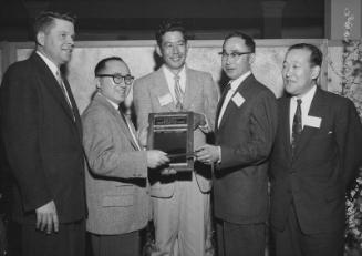 [Pacific Southwest District Chapter of the Year award presentation at Japanese American Citizens' League dinner at Hotel Green, Pasadena, California, February 12, 1956]