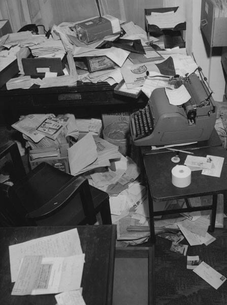 [Vandalism of Japanese American Citizens' League regional office, Los Angeles, California, April 14, 1956]