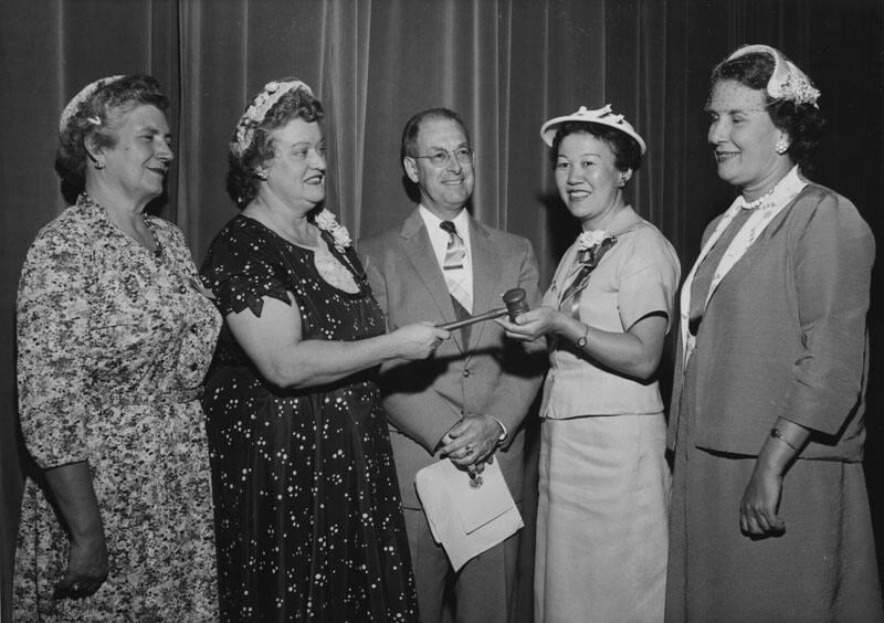 [Installation of Mrs. Ken Kozasa as Muir Junior High School PTA president, Los Angeles, California, May 22, 1956]