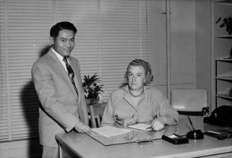 [Vice-principal Paul Yokota and principal Bertha Reuland of Eastman Street School, Los Angeles, California, November 17, 1956]