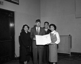 [American Legion awards at Kern Avenue Junior High School, Los Angeles, California, January 25, 1957]