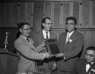 [Japanese American Citizens' League chapter of the year award presentation at Thistle Inn, Los Angeles, California, February 10, 1957]
