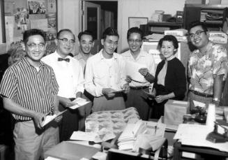 [JACL Christmas Cheer project fund drive kickoff at JACL office, Los Angeles, California, October 20, 1957]