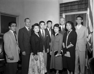 [Ephebian award recipients at Federal Court building, California, Los Angeles, January 20, 1955]