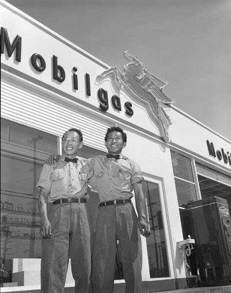 [Bill and Tosh's Mobil Gas station, California, May 1955]