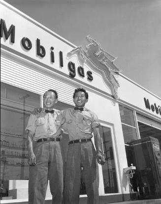 [Bill and Tosh's Mobil Gas station, California, May 1955]