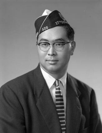 [Frank Kay Omatsu, 17th District finance officer, half-portrait, Los Angeles, California, July 13, 1955]