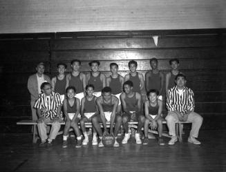 [Eastside Major champions Hound Dogs-1 basketball team, portrait, Los Angeles, California, December 17, 1955]