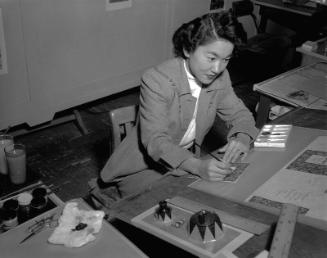 [Mrs. Dorothy Sakabe, greeting card artist, Los Angeles, California, December 1955]