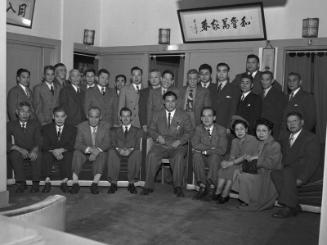[Welcome party for Takizo Matsumoto at Kawafuku restaurant, Los Angeles, California, January 18, 1950]