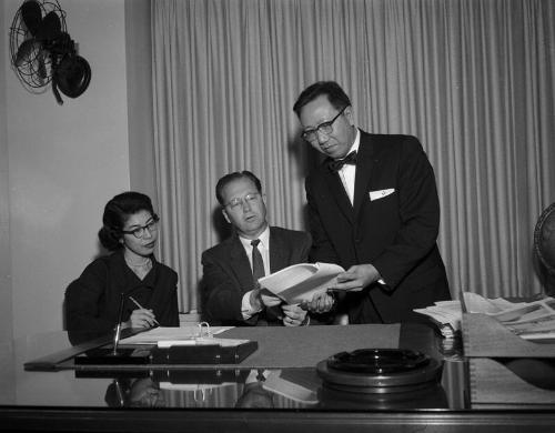 [New President Committee at Federal Building, Los Angeles, California, March 21, 1958]