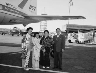 [Mr. Kunizo and Mrs. Emiko Matsuo from Japan at Los Angeles International Airport, Los Angeles, California, June 19, 1958]