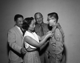 [Eagle Scout award presentation at St. Mary's Episcopal Church, Los Angeles, California, September 19, 1958]
