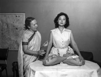 [Yoga demonstration at Rafu Shimpo office, Los Angeles, California, September 1958]