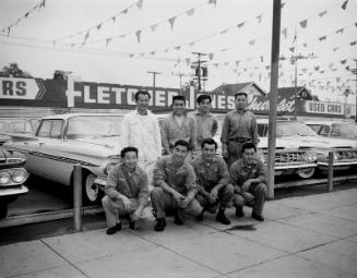 [Fletcher Jones Chevrolet car dealership, California, April 17, 1959]