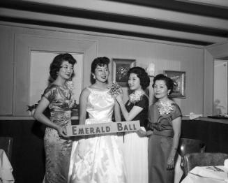 [Rose Matsui, East Los Angeles JACL Northwest queen candidate, at Emerald Ball, Los Angeles, California, May 9, 1959]
