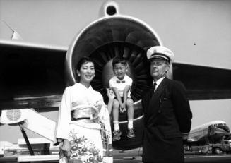[Shinto ceremony and Kow Kaneko fashion show at inaugural flight of Pan American Airline jet at Los Angeles International Airport, Los Angeles, California, September 8, 1959]