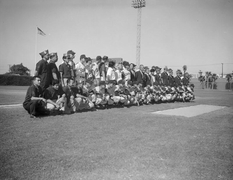 [Japan high school all-star baseball team at Wrigley Field, portrait, California, August 30, 1959]