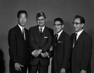 [Boys State delegates, with Harry Yamamoto of American Legion Commodore Perry Post, Los Angeles, California, April 5, 1961]