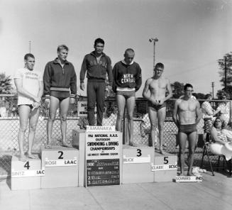 [Japanese swim team at 1961 National AAU Swim Meet, Los Angeles, California, May 31, 1961]