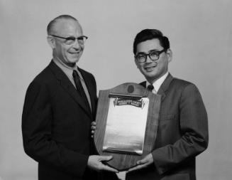 [George Y. Hirano receiving Franklin Life Insurance "Man of the Year" award, California, February 6, 1962]