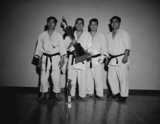 [Maruzen Oil Company presents South Pacific Ocean Judo Tournament awards, California, March 9, 1962]