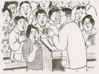 [Congregation singing at church, Tanforan Assembly Center, San Bruno, Califonrina, 1942]