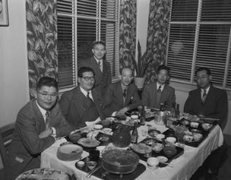 [Hashida Group at Kawafuku restaurant, Los Angeles, California, January 18, 1950]