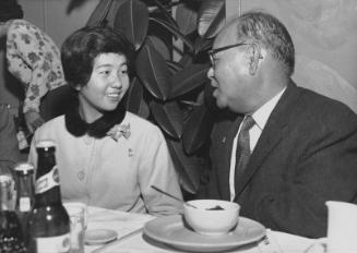 [Japan's healthiest boy and girl attending Japanese Chamber of Commerce meeting at Tokyo Kaikan, Los Angeles, California, January 9, 1964]