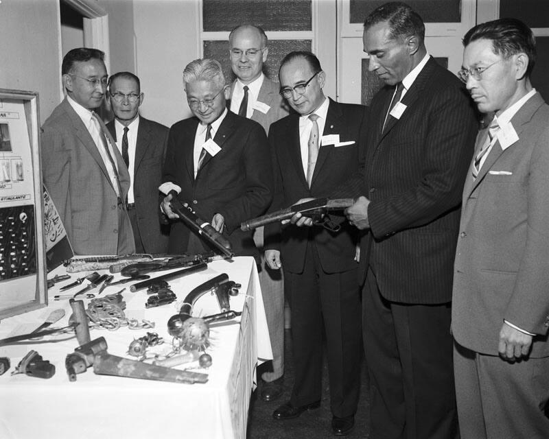 [J.A.Y. at City Police Station, California, ca. 1950-1964]