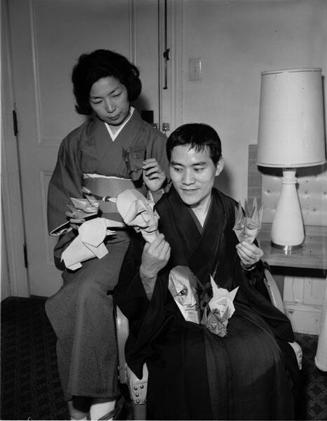 [Origami teacher Toyoaki Kawai and wife, Atsuko, Los Angeles, California, May 4, 1965]
