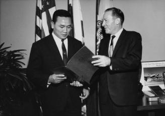 [Judo World Champion Isao Inokuma at Mayor's office in Los Angeles City Hall, Los Angeles, California, November 9, 1965]