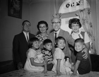 [Thomas Abe with adoptees from Japan, California, August 19, 1965]