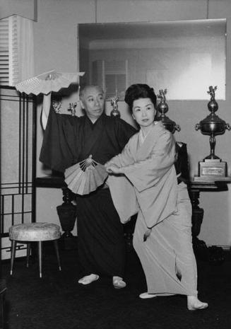 [Fujima Kansuma and Mr. and Mrs. Koizaburo Nishikawa, Los Angeles, California, January 28, 1966]
